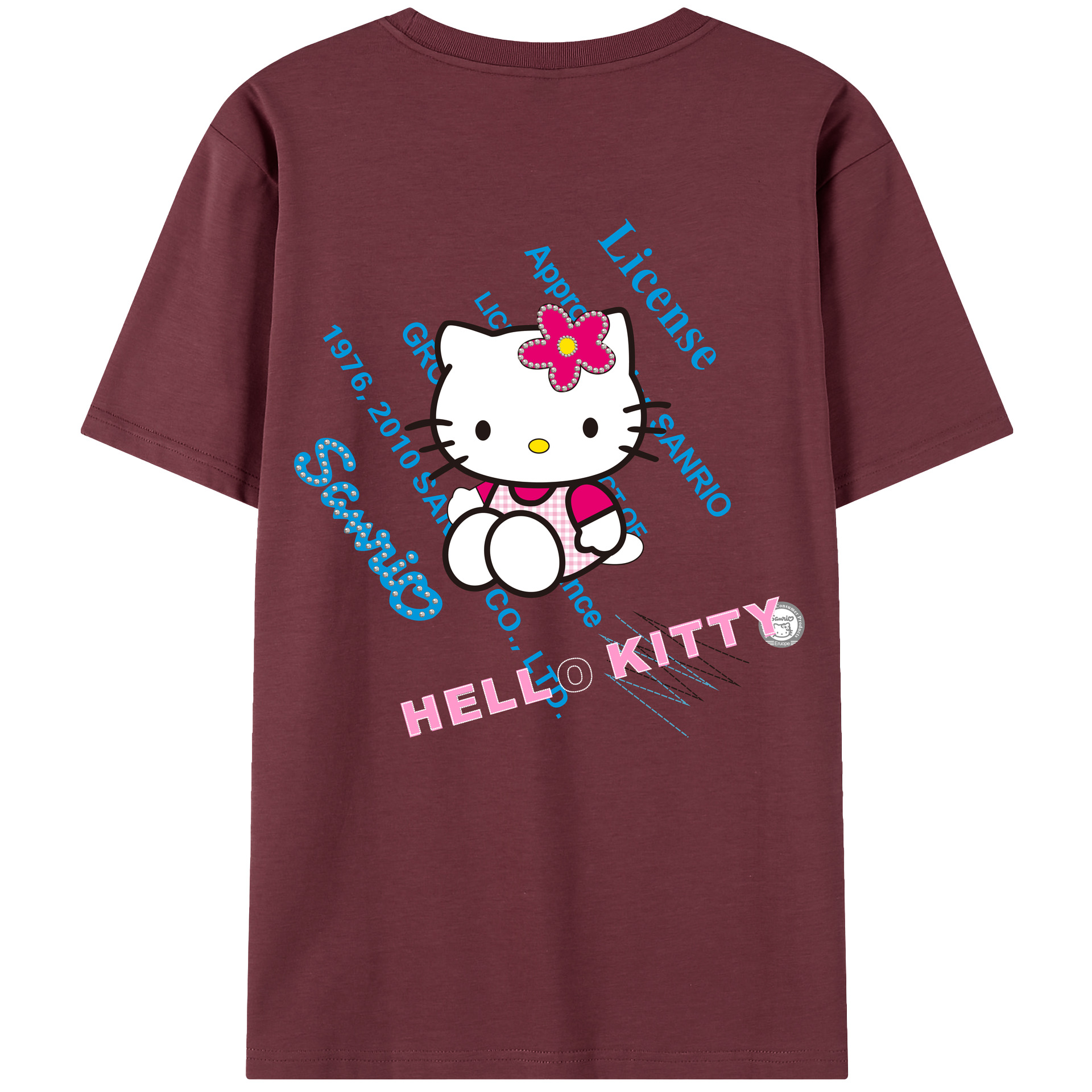 （画像用） Hello Kitty ハローキティ 綿100％半袖Tシャツ（背面プリント）